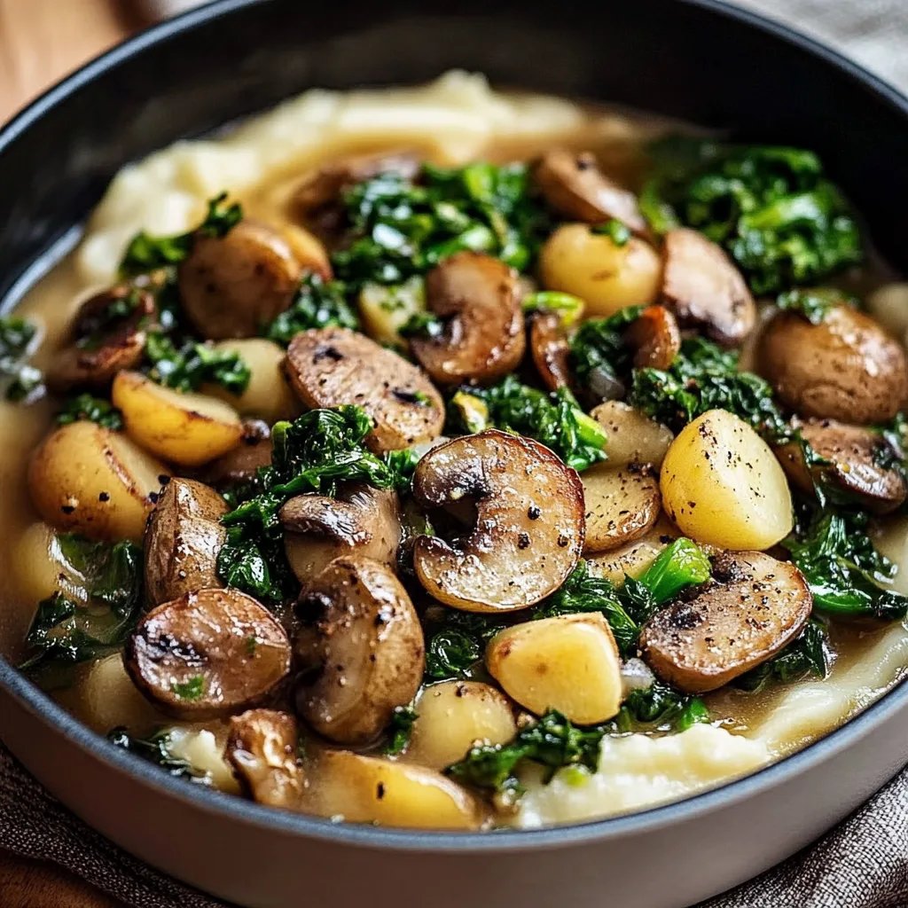 Pilzpfanne mit Rosenkohl & Kartoffelpüree