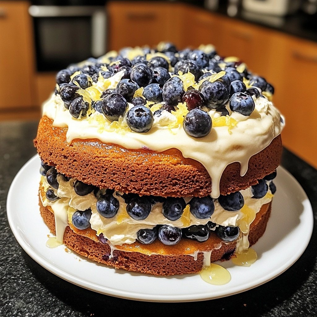 Zitronenkuchen mit Blaubeeren
