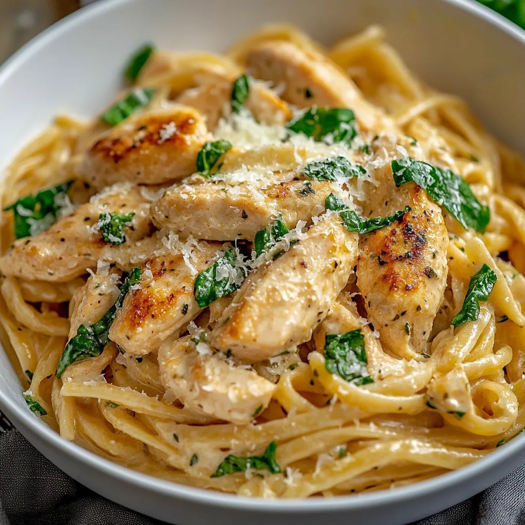 Einfache Knoblauch-Parmesan-Hähnchen-Pasta