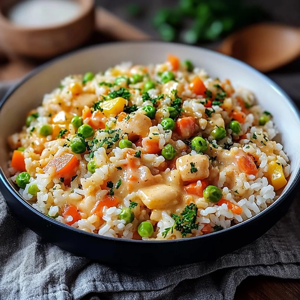 Reis mit Gemüse-Frischkäse-Sauce