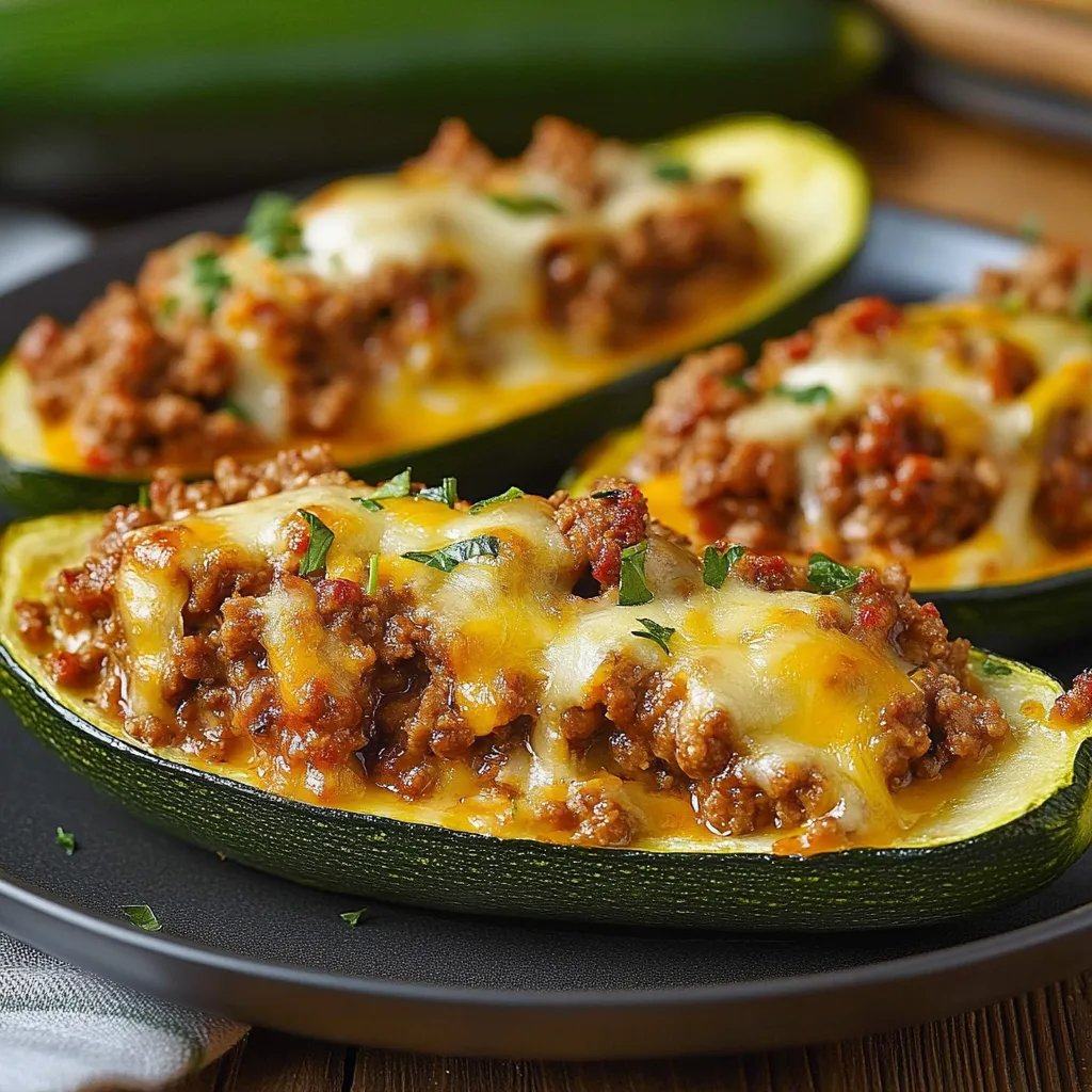 Gefüllte Zucchini mit Hackfleisch und Käse