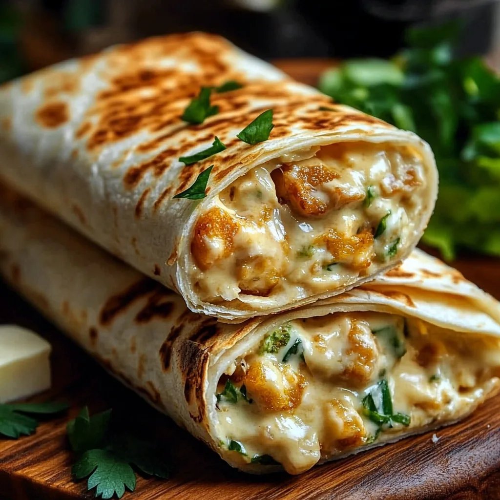 Schnelle Käse-Knoblauch-Hähnchen-Wraps